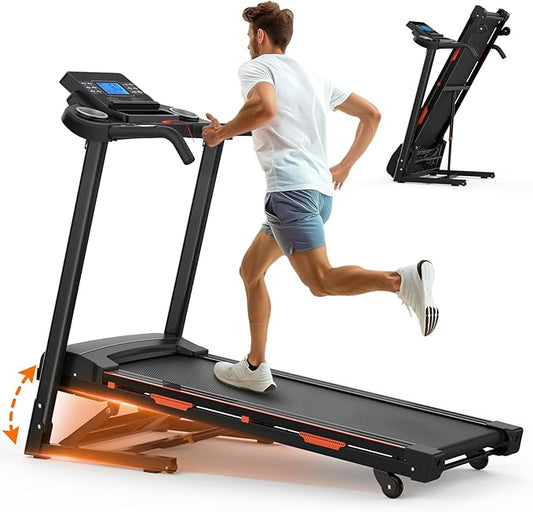 FYC Folding Treadmill for Home Gym - 3.5HP Quiet Motor, 1-15° Auto Incline, Bluetooth Speakers, App Control, Pulse Handle...