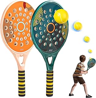 Tennis Racket Set, Waterproof Beach Tennis Racket with Air Hole, 18.1x8.7 Paddle Rackets with Non Slip Handle, Tennis Rack...
