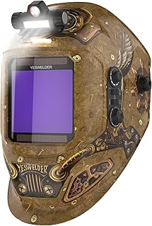 YESWELDER Auto Darkening Welding Helmet with LED Light, 1/1/1/1 True Color Large Viewing 3.93"X3.66" Welding Hood with 4 A...