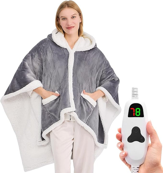 Wearable Heated Throw Blanket Electric Shawl,Christmas Birthday Gifts for Grandma,Gift for Mom and Elderly Women,Heated Ro...