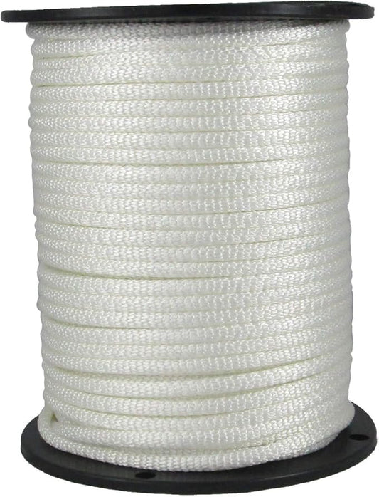 1/4 inch White Dacron Polyester Rope - 500 Foot Spool | Solid Braid - Industrial Grade - High UV and Abrasion Resistance -...