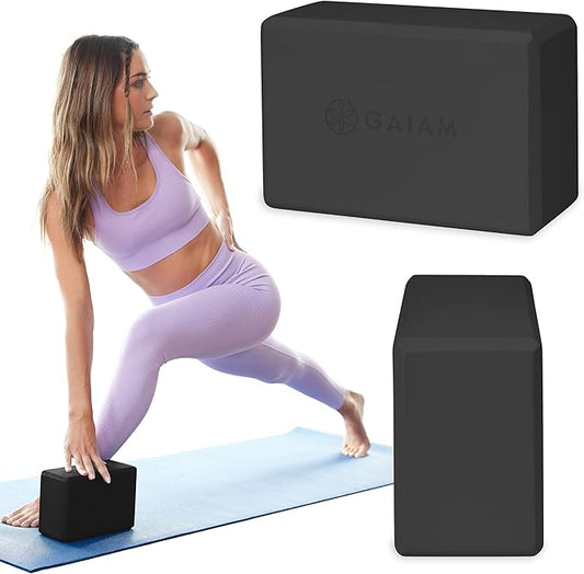 Gaiam Yoga Block - Supportive Latex-Free Eva Foam - Soft Non-Slip Surface with Beveled Edges for Yoga, Pilates, Meditation