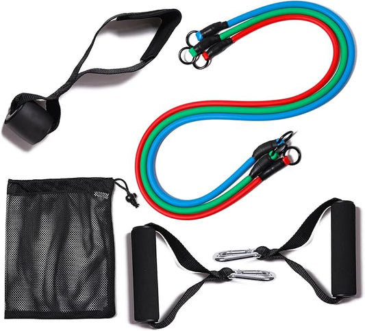 Resistance Bands with Handles for Working Out Women and Men, Exercise Bands with Door Anchor, Stretch Bands for Home Worko...