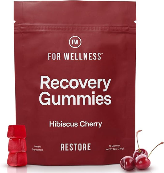 For Wellness Recovery Gummies Restore | Tart Cherry Energy Supplements with Electrolytes for Muscle Soreness, Post-Workout...