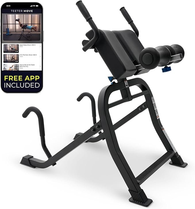 TEETER DEX II Inversion & Core Training; Decompression Roman Chair Hyperextension Bench for Ab, Back, & Core Strength; Com...