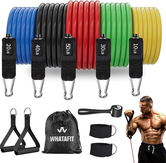 WHATAFIT Resistance Bands, Exercise Bands，Resistance Bands for Working Out, Work Out Bands with Handles for Men and Women ...
