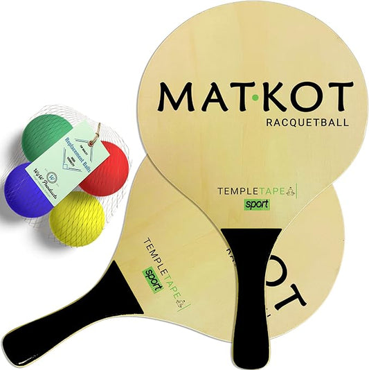 W4W Kadima Beach Paddle Ball Racket Set - Bundle Pack Includes 4 Balls & 2 Paddles