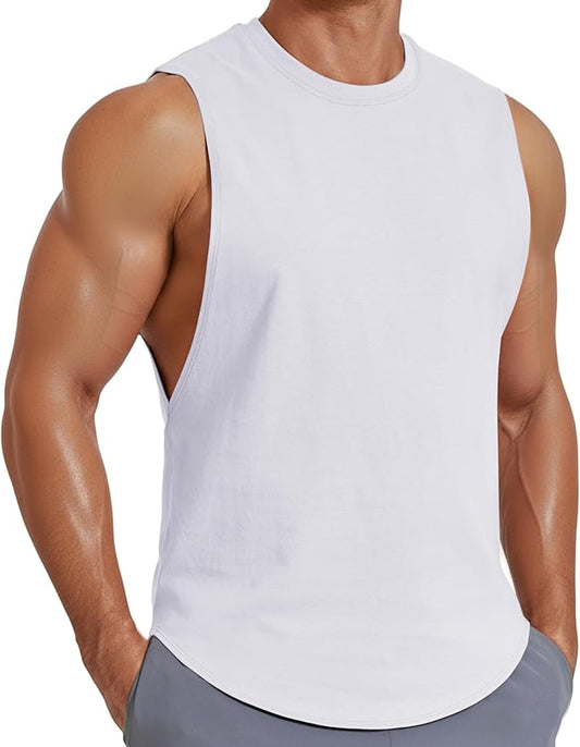 COOFANDY Mens Workout Tank Tops Cotton Cut Off Sleeveless Muscle Shirts Gym Athletic Running T Shirt