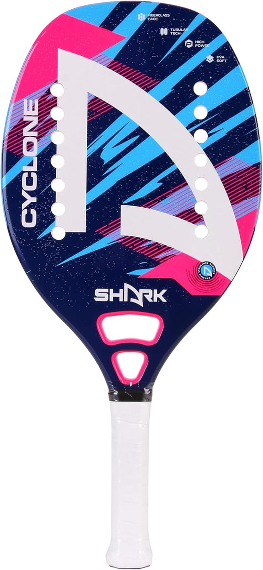 Shark Cyclone - Professional Beach Tennis Racket | Beginner Level | Fiberglass Frame | EVA Soft Core | Spin-Generating Mic...