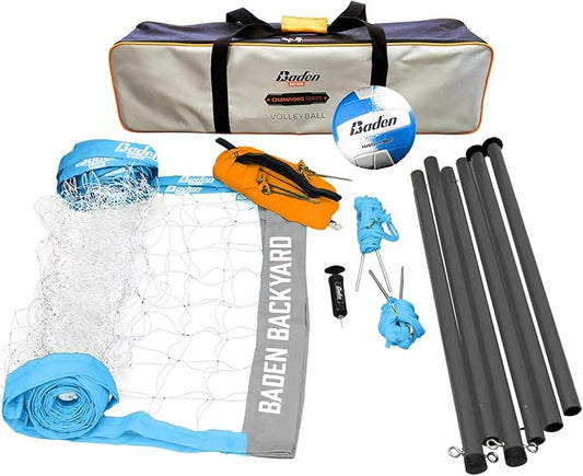 Baden Volleyball Net Set, Volleyball Bag, Adjustable Poles, & Boundary Lines, Portable Volleyball Net for Backyard or Outd...