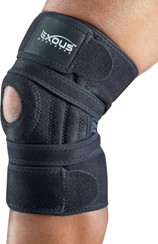 EXOUS BODYGEAR Knee Brace Meniscus Tear Support For Arthritis Acl, Mcl Pain Patented 4-way Adjustable Wraparound Strap Dua...