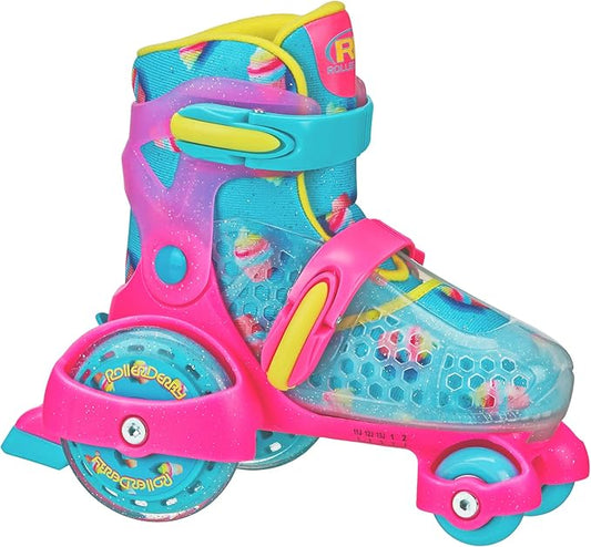 Fun Roll Beginner Roller Skates by Roller Derby, Adjustable Sizing, Skates for Kids, Toddlers, Boys, Girls