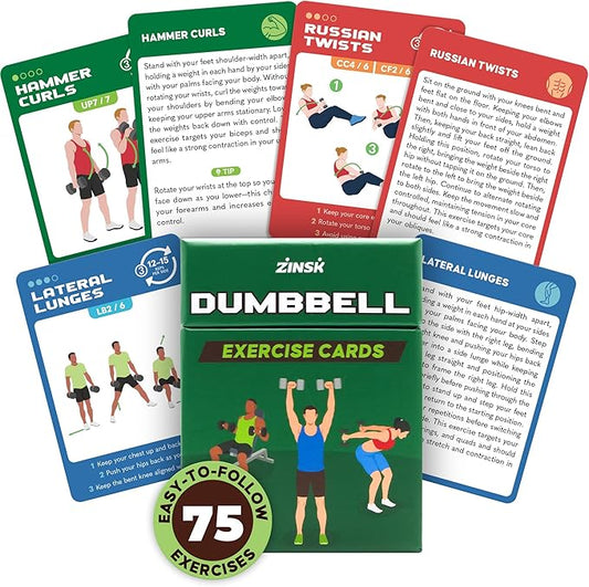75 Dumbbell Workout Cards – 3.5” x 2.5” Full Body Weight Training Exercise Deck – At-Home Fitness Guide for Men and Women...