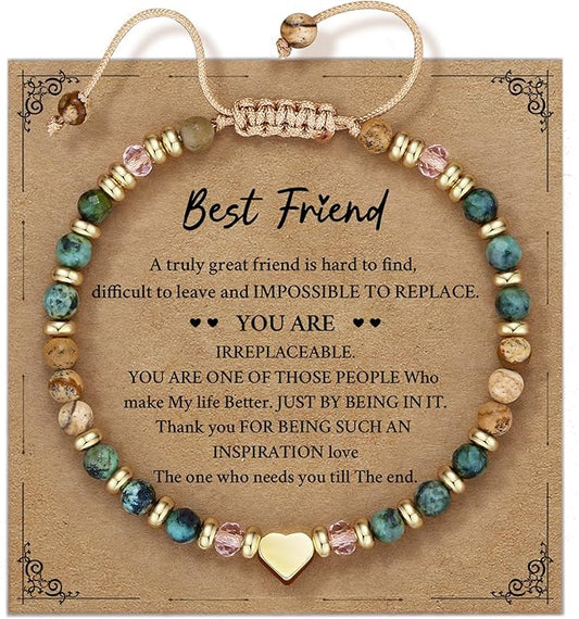Idylane Gifts for Women – Inspirational Healing Bracelet with Strawberry Quartz, Turquoise & Picture Jasper, Adjustable Na...