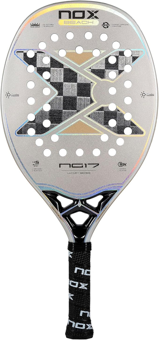 Beach Tennis Racket NG17 Luxury 2023 | High-Performance Beach Tennis Paddle | 18K Aluminized Carbon w/HR3 Black Eva Core |...