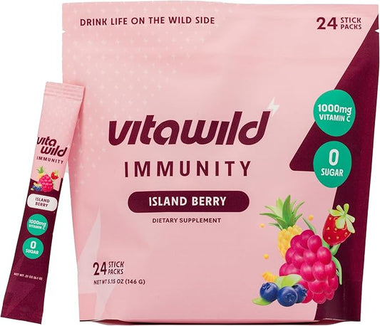 VitaWild Immunity + Hydration Electrolyte Drink | Elderberry & Zinc Immune Support Hydration Packets | Vitamin C 1000mg | ...