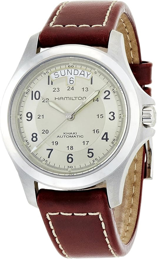 Hamilton Khaki Field King Automatic Men's Watch, 40mm Stainless Steel Case, Swiss Made, Beige Dial Analog Wrist Watch for ...