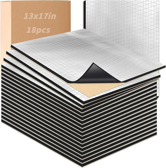 18 PCS Car Sound Deadening Material Mat - 394 mil 27.5 sqft Auto Audio Deadener Foam, Sound Dampening and Heat Insulation ...