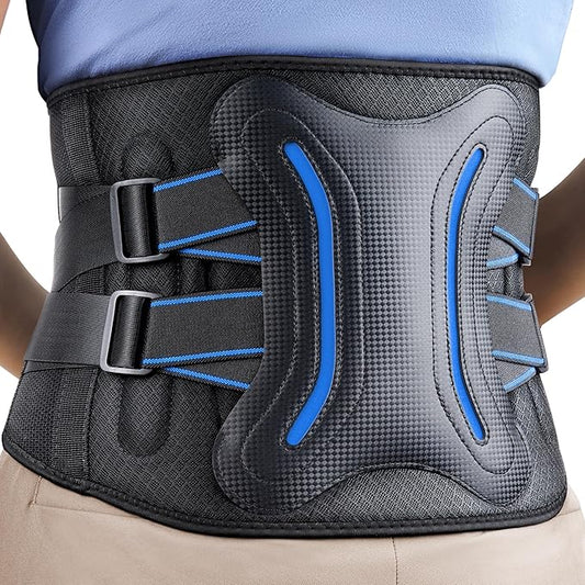 FEATOL Lower Back Brace with 5 Reinforced Stays for Women and Men, Adjustable Snug-Fit Lumbar Support Belt for Work, Size ...