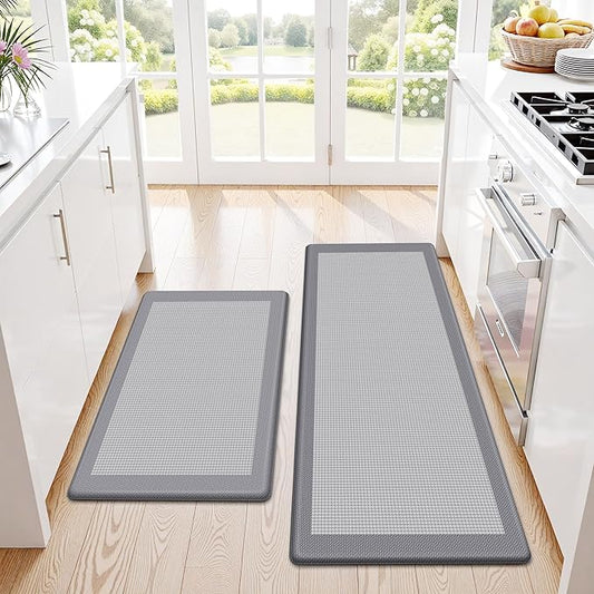 SofterCharm Kitchen Mats, 2PCS Kitchen Rugs for Floor, Cushioned Anti-Fatigue Mats for Kitchen Floor, Non-Slip Standing De...