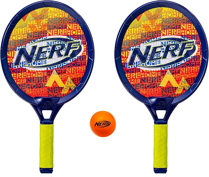 Nerf Small Driveway Tennis Set for Kids - 2 Player Kids Tennis Set - Rackets and Foam Ball - Indoor + Outdoor - (2) Racket...